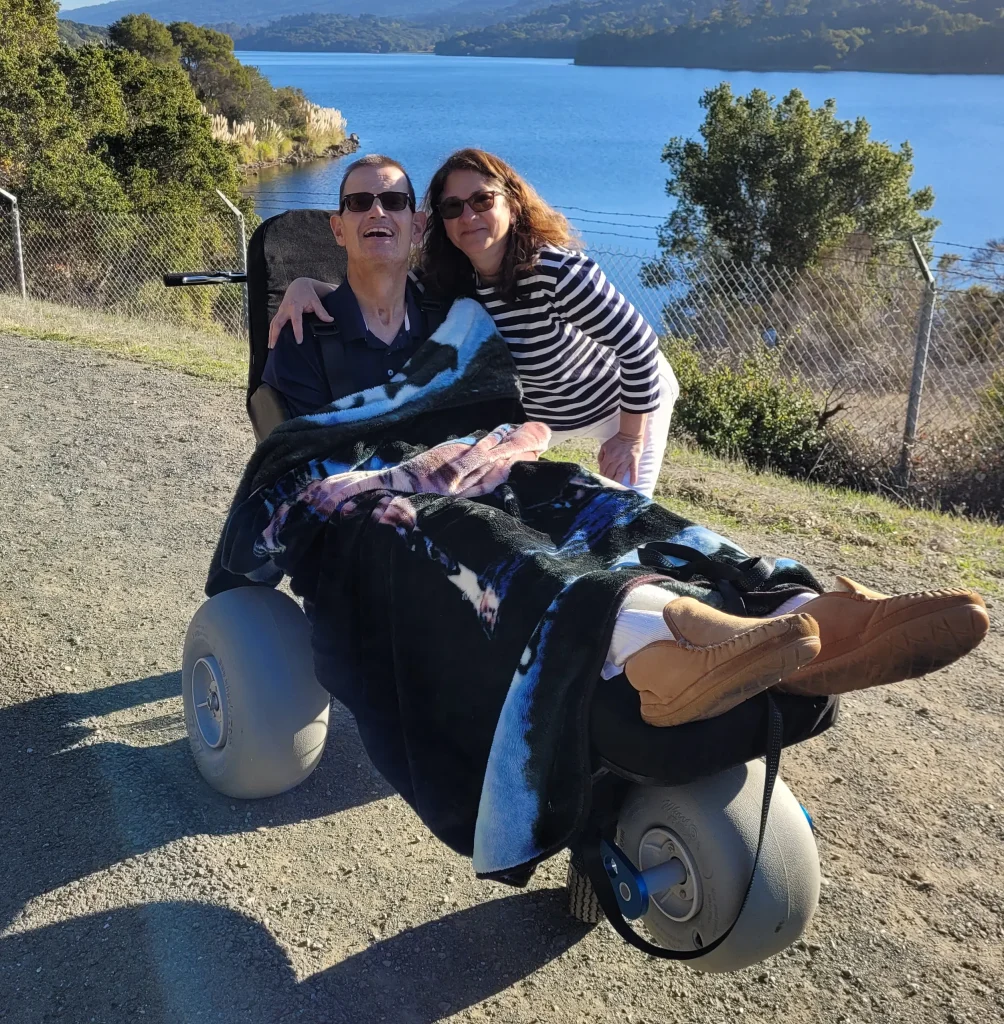 Stroke survivor Henry Evans with his Extreme Motus All-Terrain Wheelchair