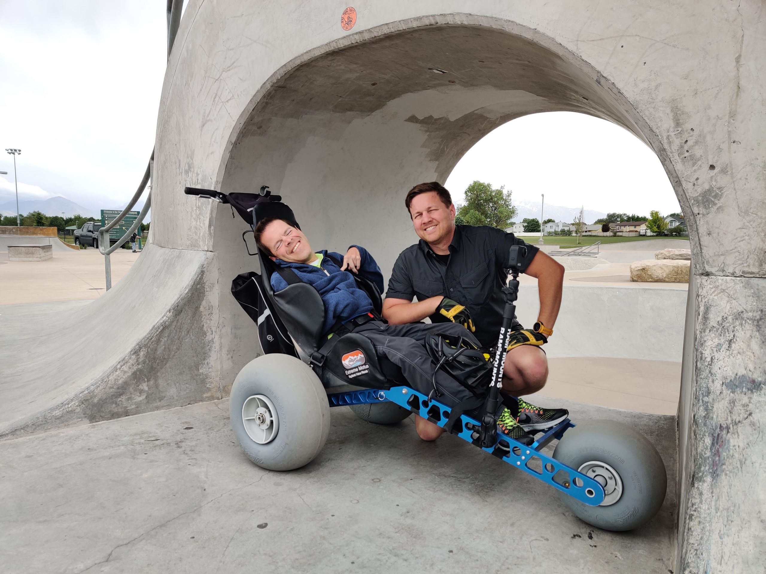 Extreme Motus all-terrain wheelchair at the skatepark