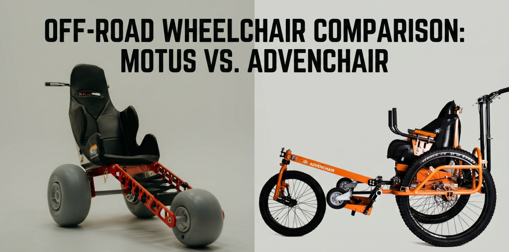 Side-by-side comparison: Extreme Motus with balloon tires vs. Advenchair with mountain bike tires