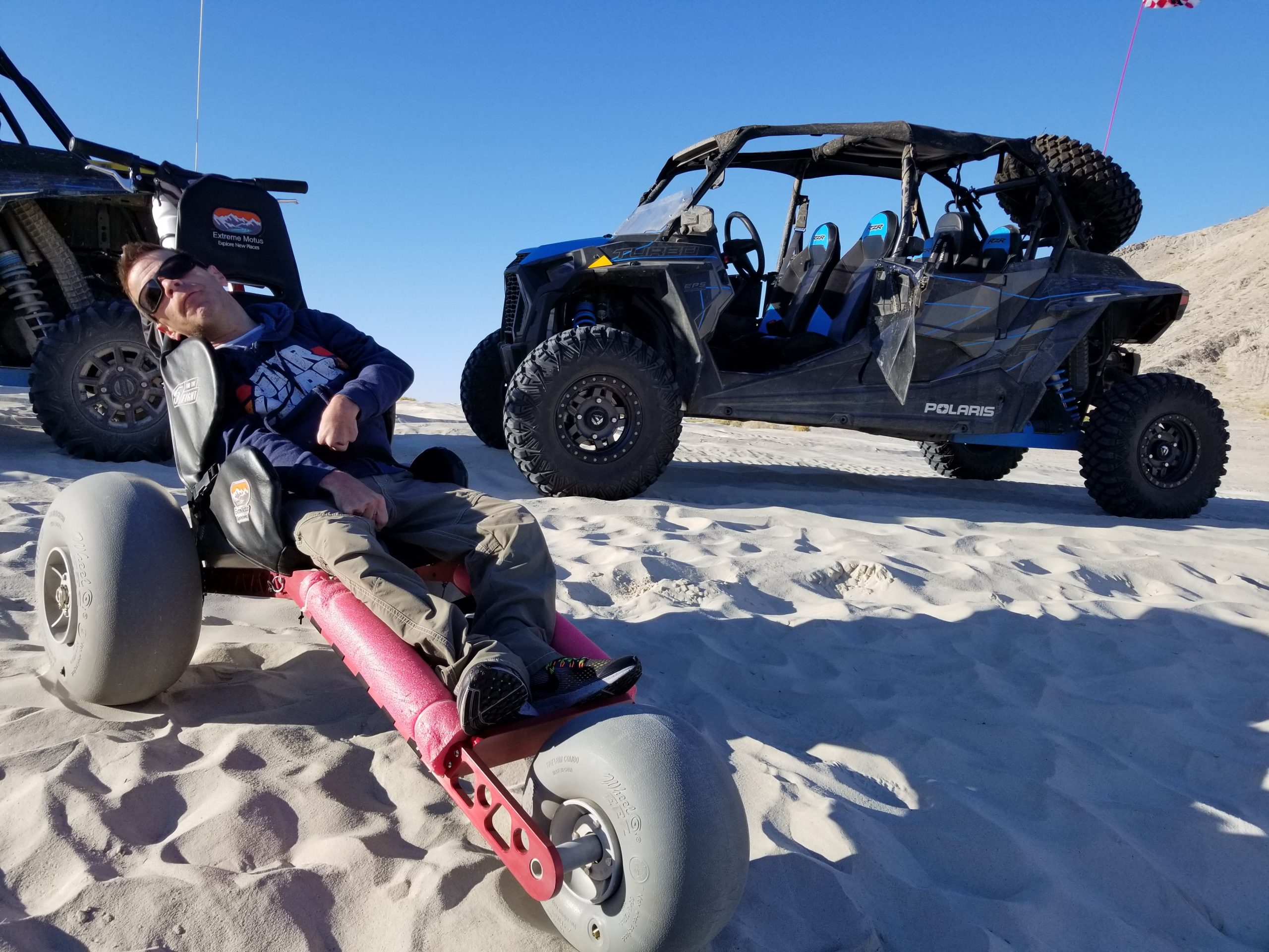 Extreme Motus off-road wheelchair at the sand dunes