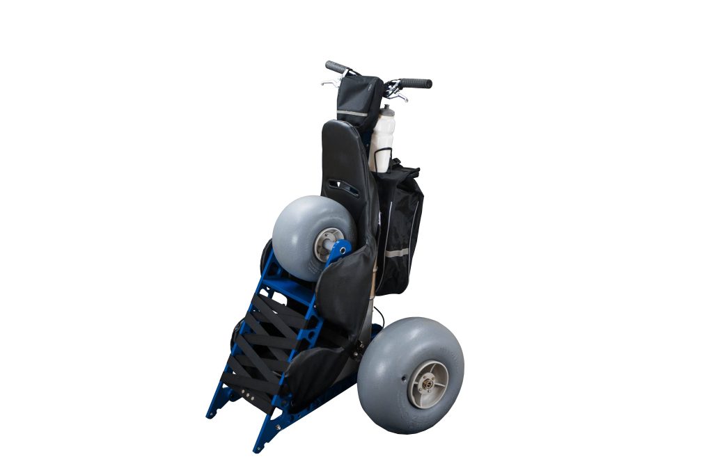 Extreme Motus Off-Road Wheelchair folded for storage