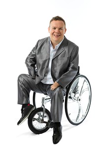 David Lega. Politician from Sweden using his wheelchair. 