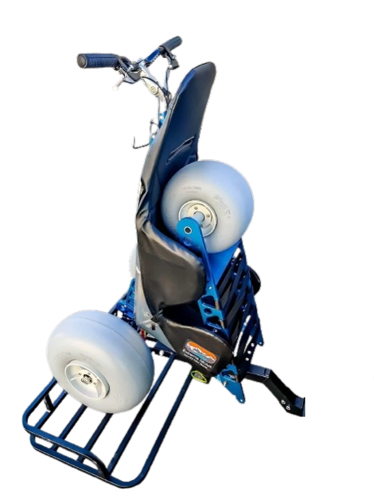 Extreme Motus wheelchair folded on the Motus Mover carrier