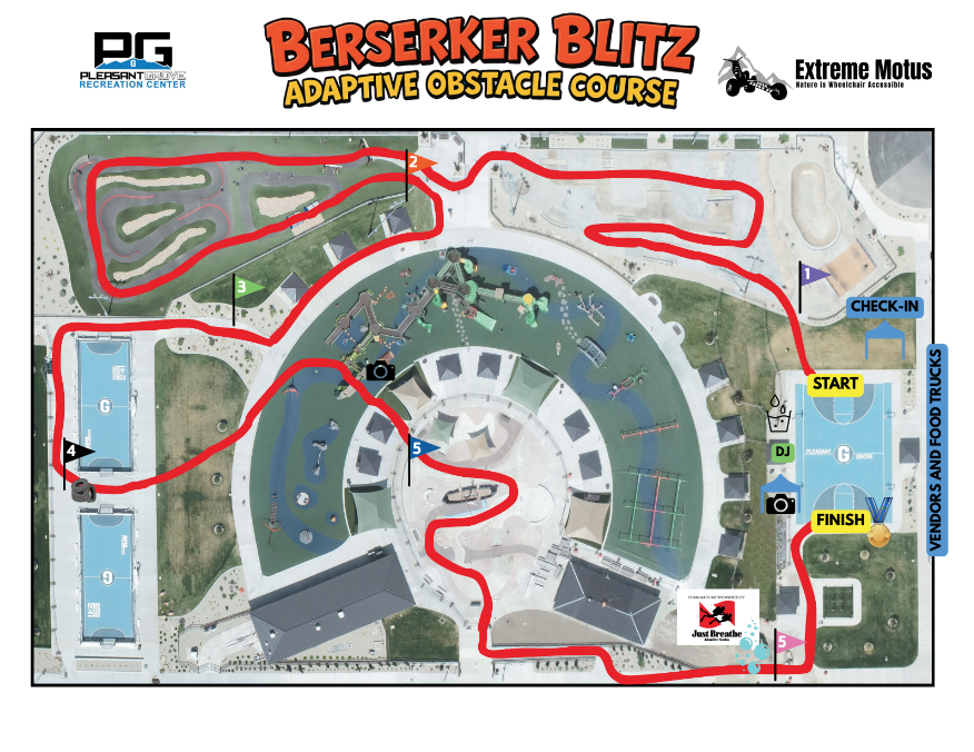 Map of the course we created for the Berserker Blitz adaptive obstacle course.