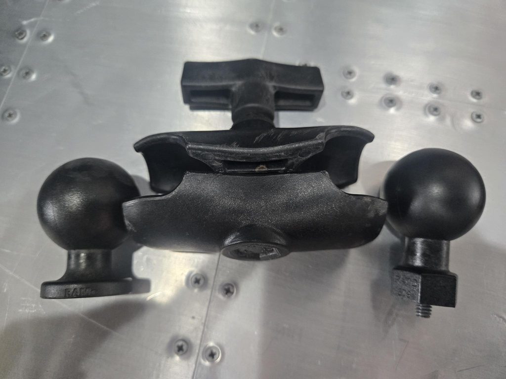RAM Mount double-socket arm with C-size ball bases for the wheelchair camera mount